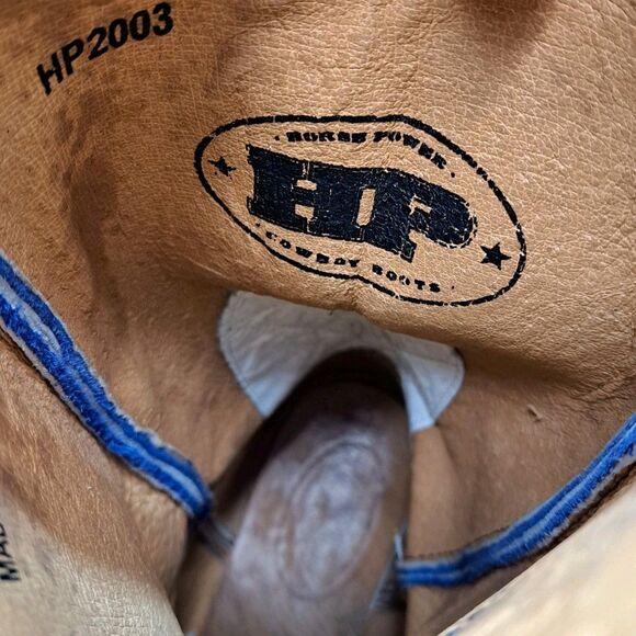 Hp Square Toe Western Boots. Women Brown & Blue Leather Cowboys Boot Size 8.5 D - Picture 9 of 10